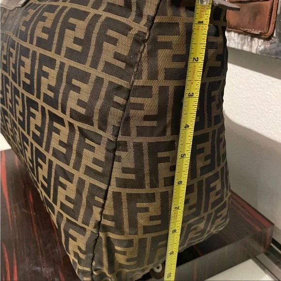 FENDI Large Zucca Canvas Duffle Weekender Tote Bag Black Brown - Picture 13 of 16